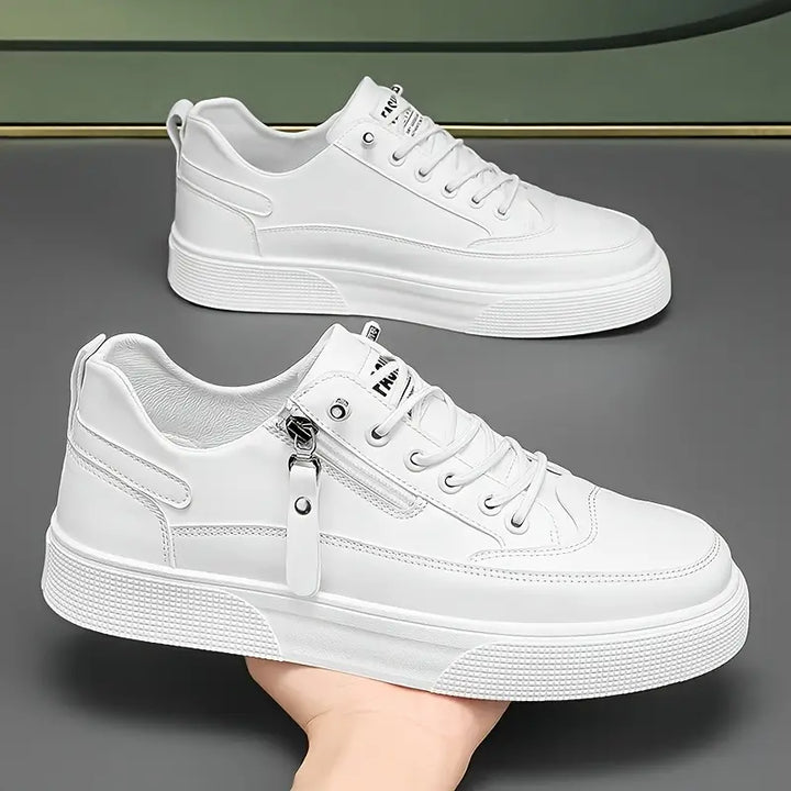 Modern men's lace-up sneakers with side zip, designed for ultimate everyday comfort and street style.