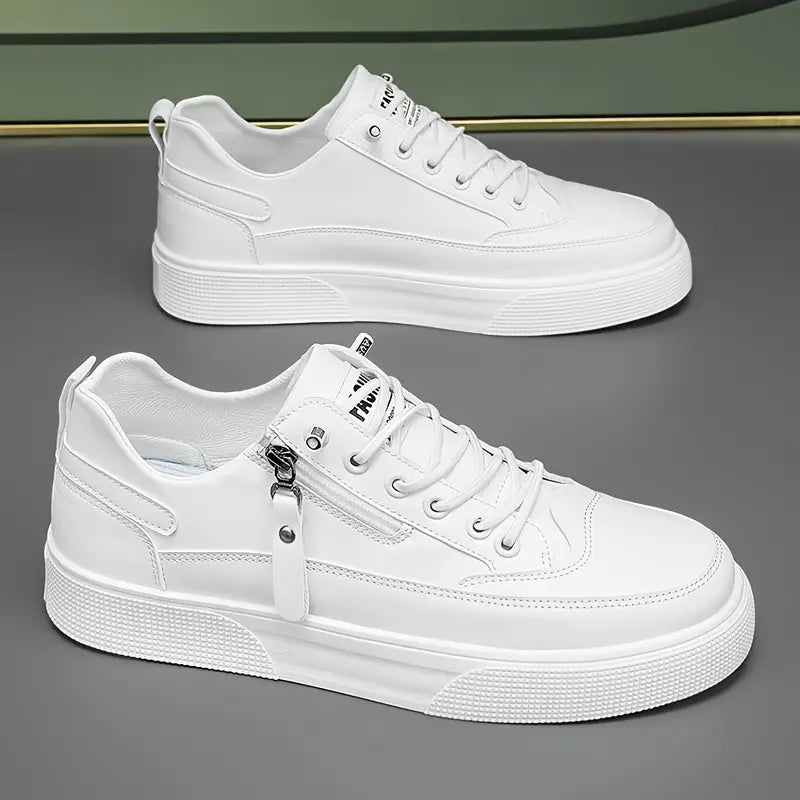 Men's casual footwear: everyday sneakers with both a functional side zip and traditional lace-up system.