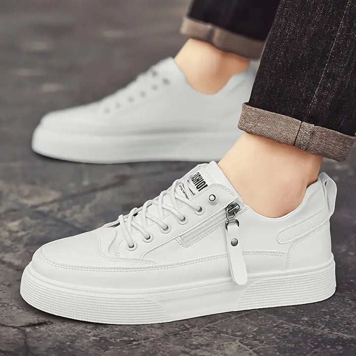 Men's street style sneakers, comfortable and versatile, with a convenient side zip and classic laces.