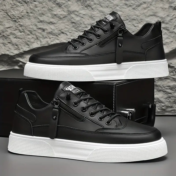 Comfortable men's lace-up sneakers featuring a practical side zip for easy everyday wear.