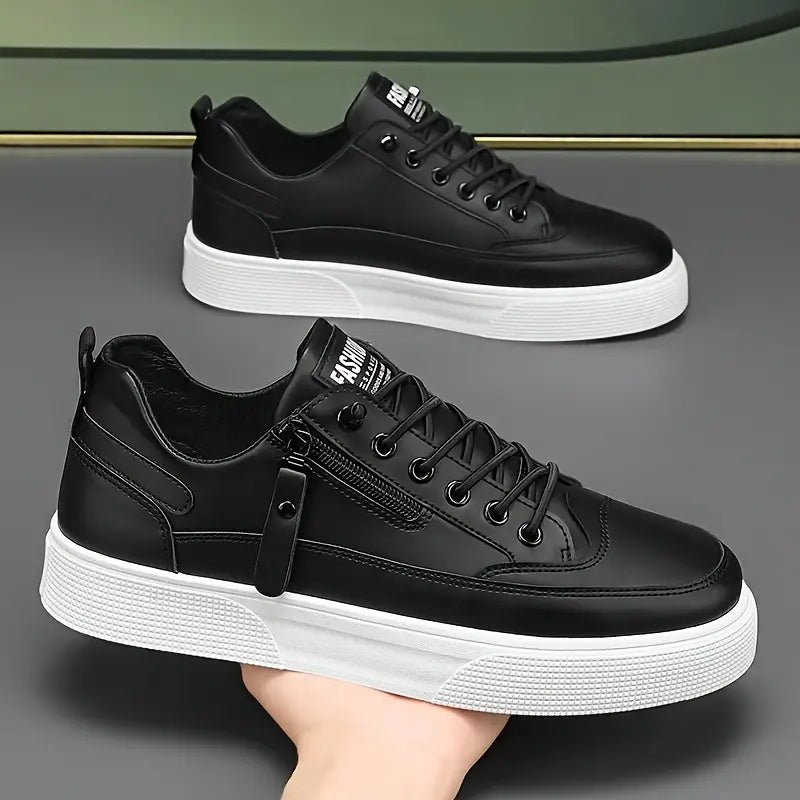Stylish men's casual shoes, perfect for street style, with both side zip and classic lace-up design.
