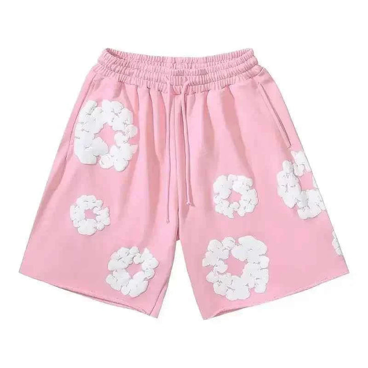 Casual men's floral print shorts with drawstring waist, ideal for summer festivals & vacation.