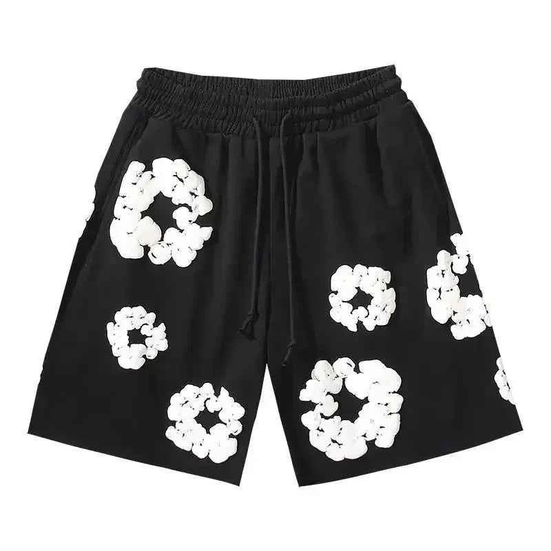 Streetwear-inspired men's floral shorts, perfect for summer, festivals, or relaxed vacation style.
