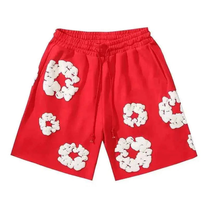 Bold floral print men's summer shorts, streetwear ready, with a relaxed fit for ultimate comfort.