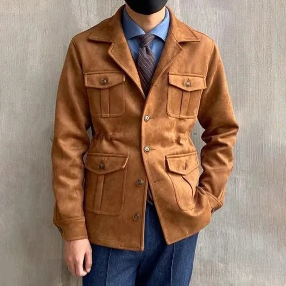 Men's four-pocket hunting jacket for outdoor adventures. Durable field jacket, perfect for fall layering.