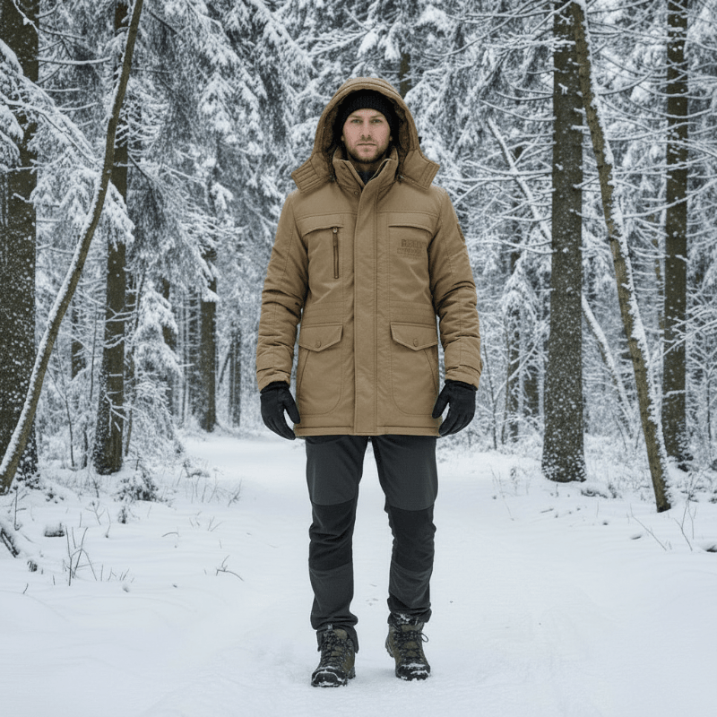 Men's FrostGuard Parka in black, offering ultimate warmth for severe winter conditions.