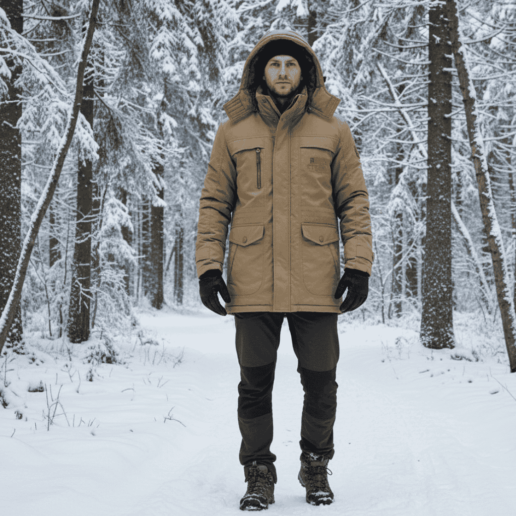 Versatile men's winter outerwear, a warm and protective insulated parka for daily use.