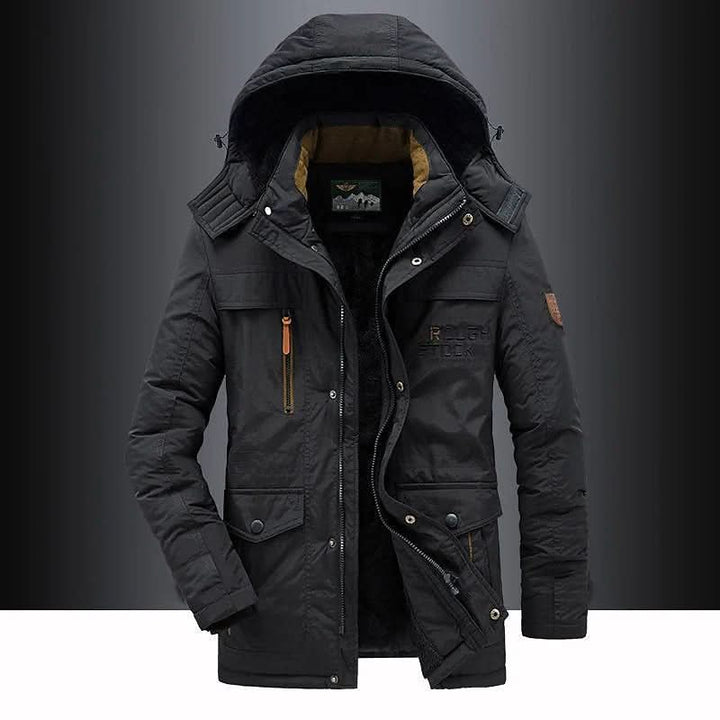 Warm puffer parka for men, windproof and stylish, ideal for urban & outdoor winter adventures.