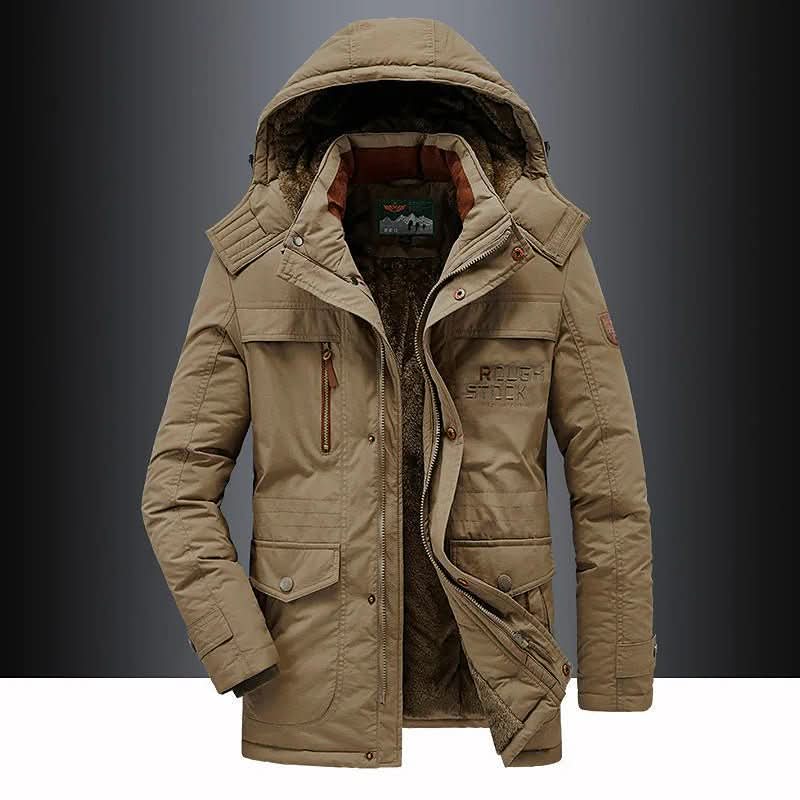 Fashionable men's outerwear, a FrostGuard parka designed for superior warmth and comfort.