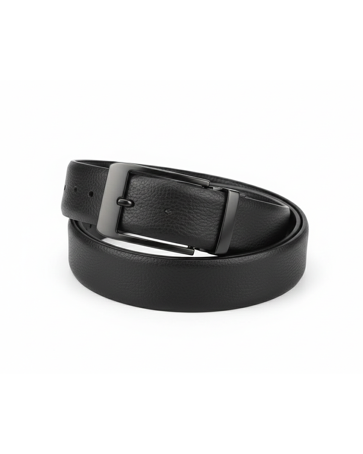 Men's genuine cowhide leather belt with polished silver buckle. Durable & stylish men's accessory for formal or casual wear.