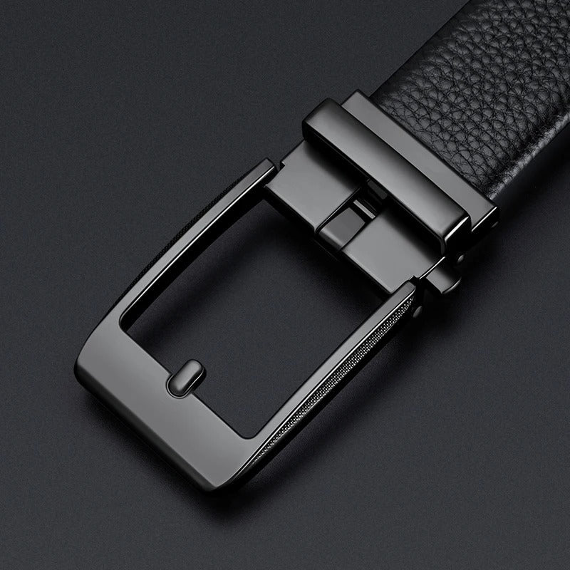 Stylish men's casual leather belt made from genuine cowhide. Features a polished buckle for everyday wear & long-lasting durability.