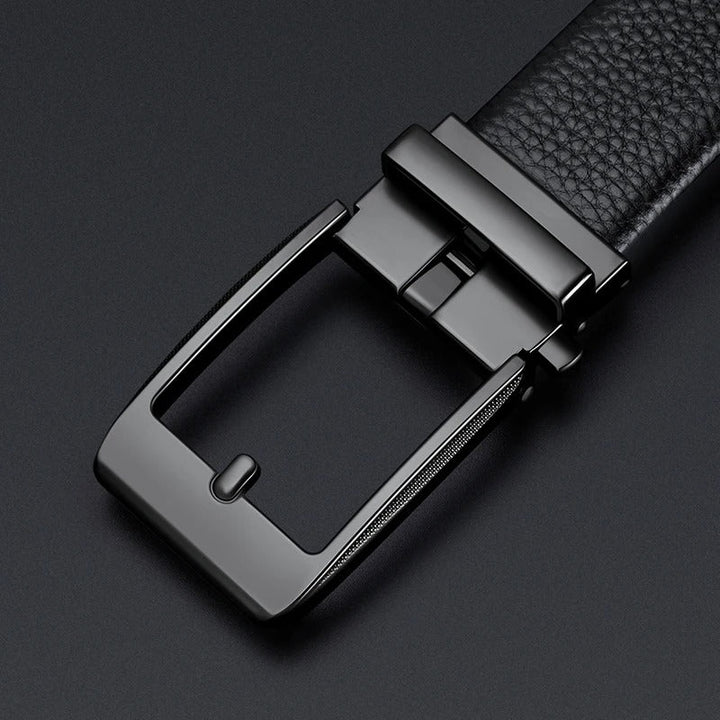 Stylish men's casual leather belt made from genuine cowhide. Features a polished buckle for everyday wear & long-lasting durability.