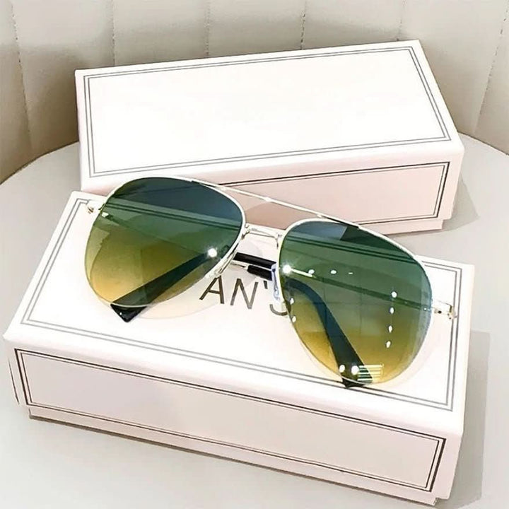 Gradient pilot sunglasses for men, UV400 sun protection, anti-glare, fashionable eye protection.