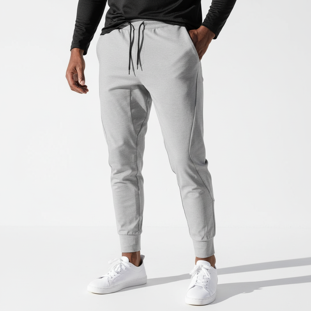 Comfortable men's activewear joggers featuring an elastic waist for superior mobility and fit.