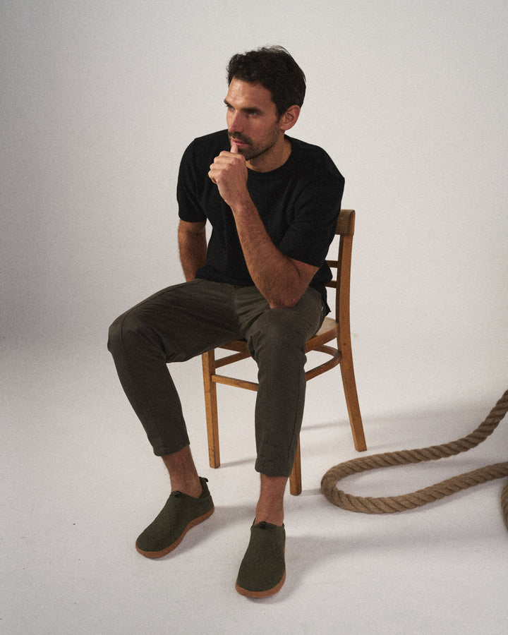 Tapered leg men's joggers in black, soft cotton blend for ultimate comfort & style.