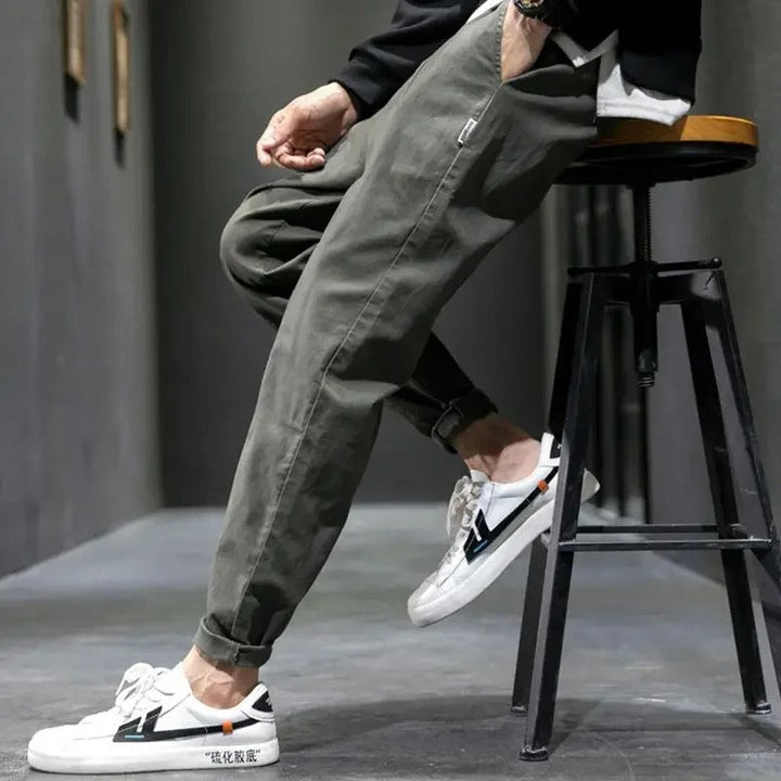 Modern men's tapered joggers, comfortable and versatile for athletic or loungewear.
