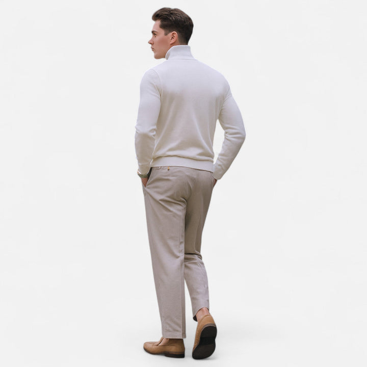 Stylish men's half-zip sweater, a tailored smart casual pullover. Designed for comfort and versatile modern layering.