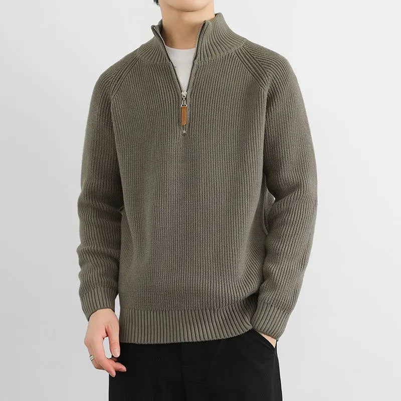Comfortable men's half-zip pullover sweater, ideal layering piece for fall & everyday style.