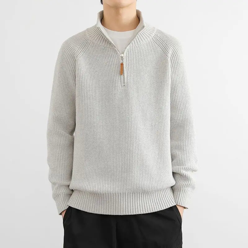 Warm men's Heritage half-zip sweater, a cozy pullover for winter fashion & comfortable layering.