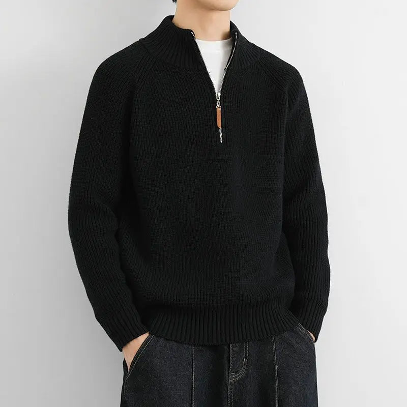 Fashionable men's half-zip sweater, a must-have long sleeve pullover for fall & winter style.