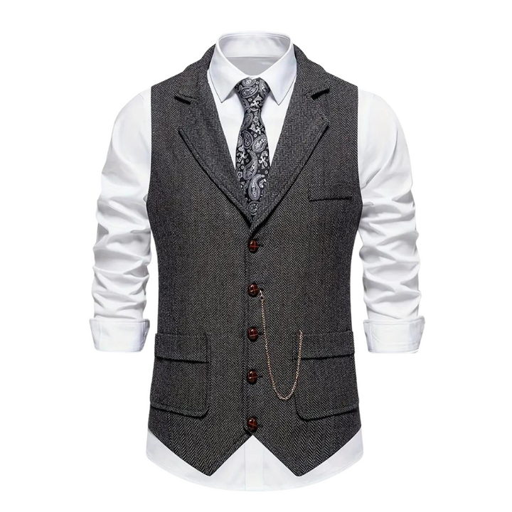 Stylish men's herringbone vest, ideal for business attire, weddings, or adding a smart touch to any outfit.