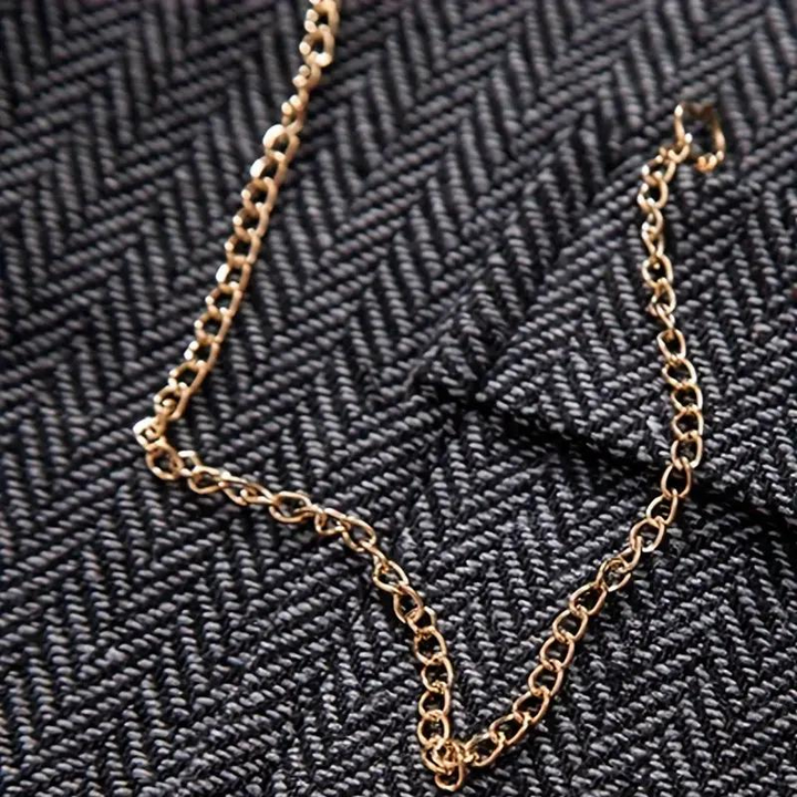 Comfortable men's herringbone vest, perfect for a sophisticated, timeless look in any business or casual setting.