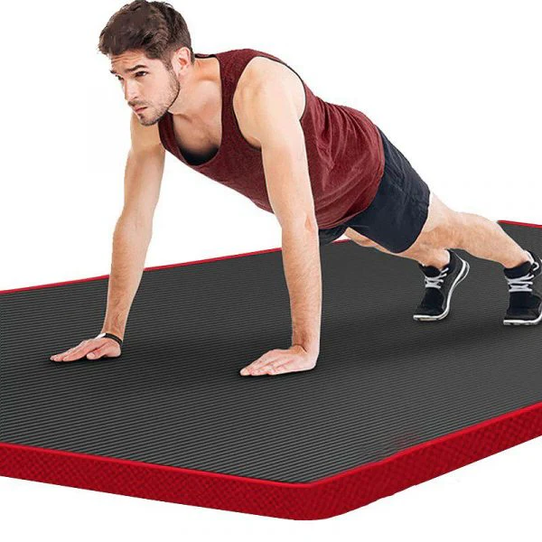 Men's high-density exercise yoga mat for gym & home workouts. Non-slip, durable comfort.