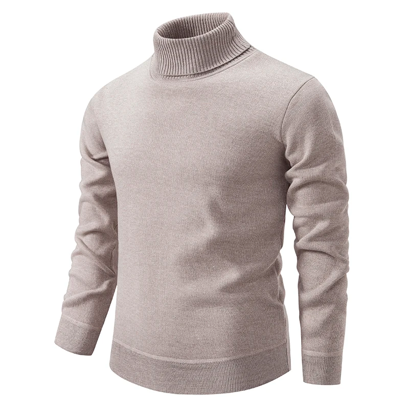 Effortless men's high-neck sweater in cozy knit for comfortable winter wear & layering.