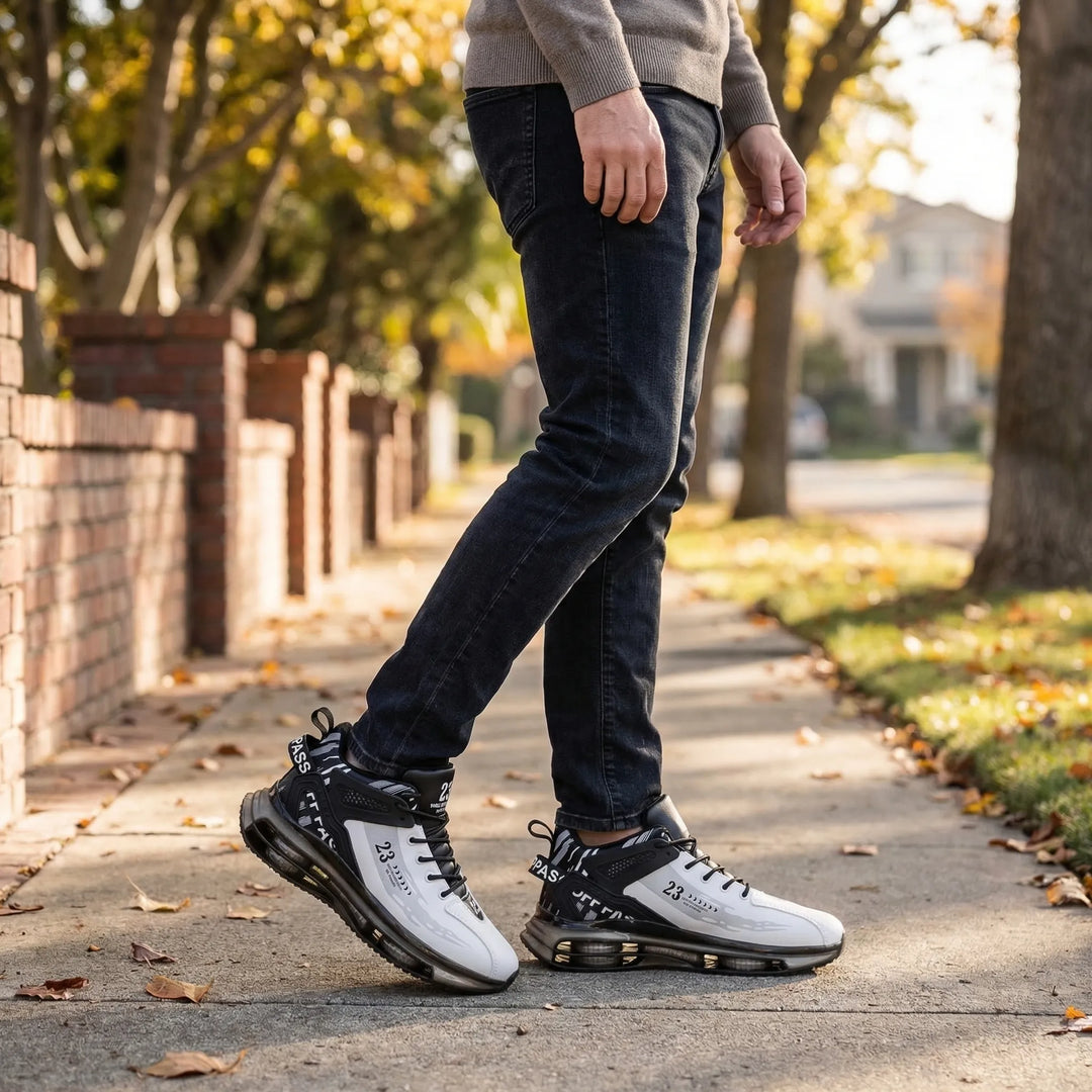 Men's high-top lace-up sneakers, Carlos, with orthopedic support and chunky sole for street style.