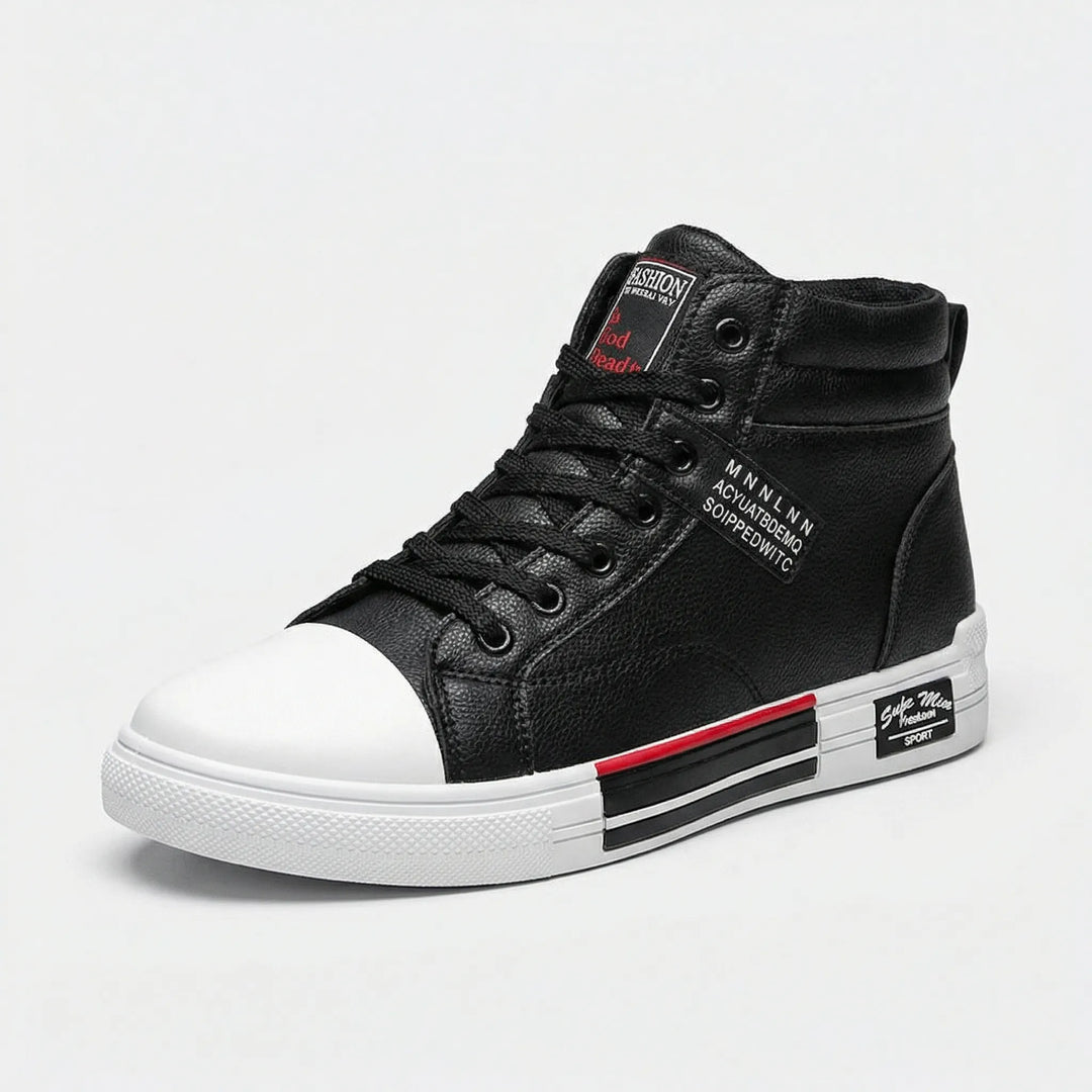 Modern men's high-top lace-up sneakers, perfect casual shoes for everyday style, comfort, and street fashion.