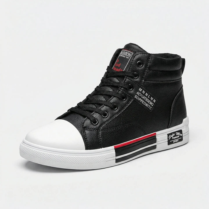 Modern men's high-top lace-up sneakers, perfect casual shoes for everyday style, comfort, and street fashion.