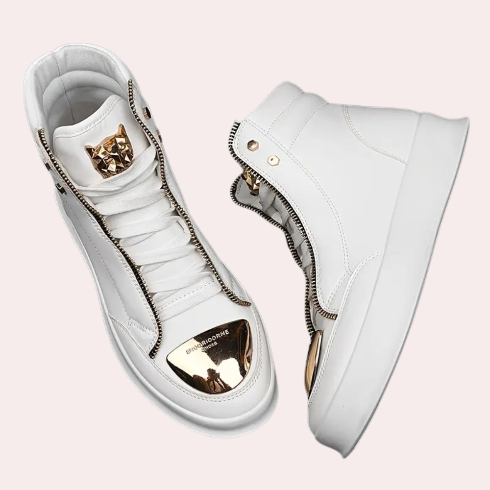 Comfortable men's high-top sneakers. Versatile casual footwear for an elevated urban street style.