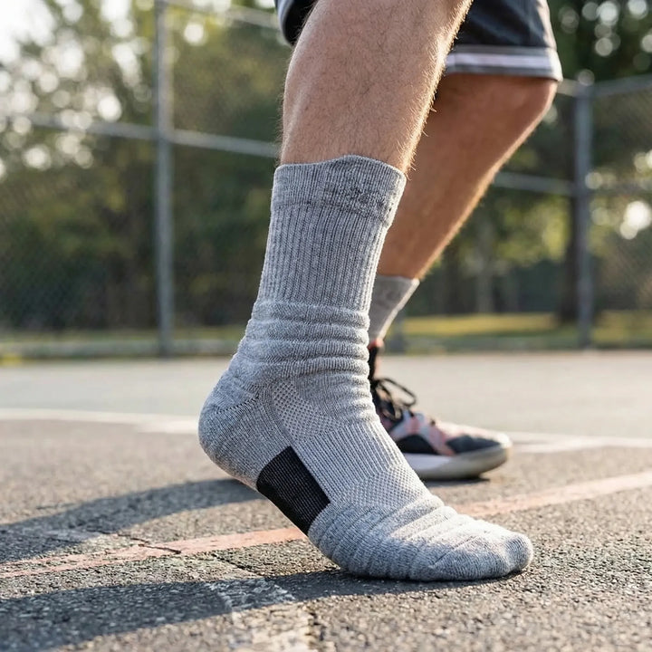 Men's high-tube compression sports socks, 3 pairs for athletic training & cycling.