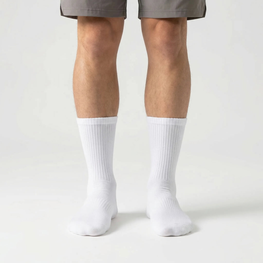 Men's high-tube compression basketball socks, designed for comfort during intense training.