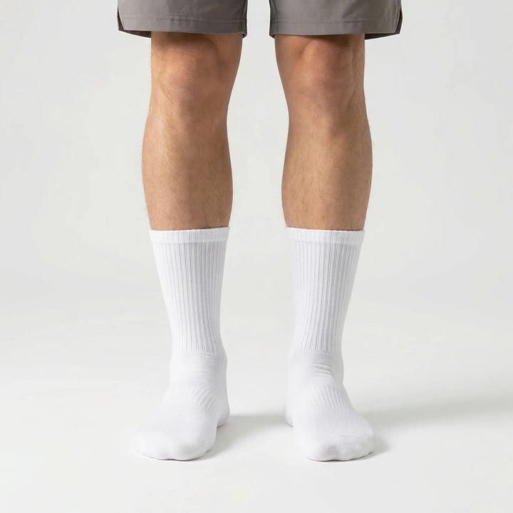 Men's high-tube compression basketball socks, designed for comfort during intense training.