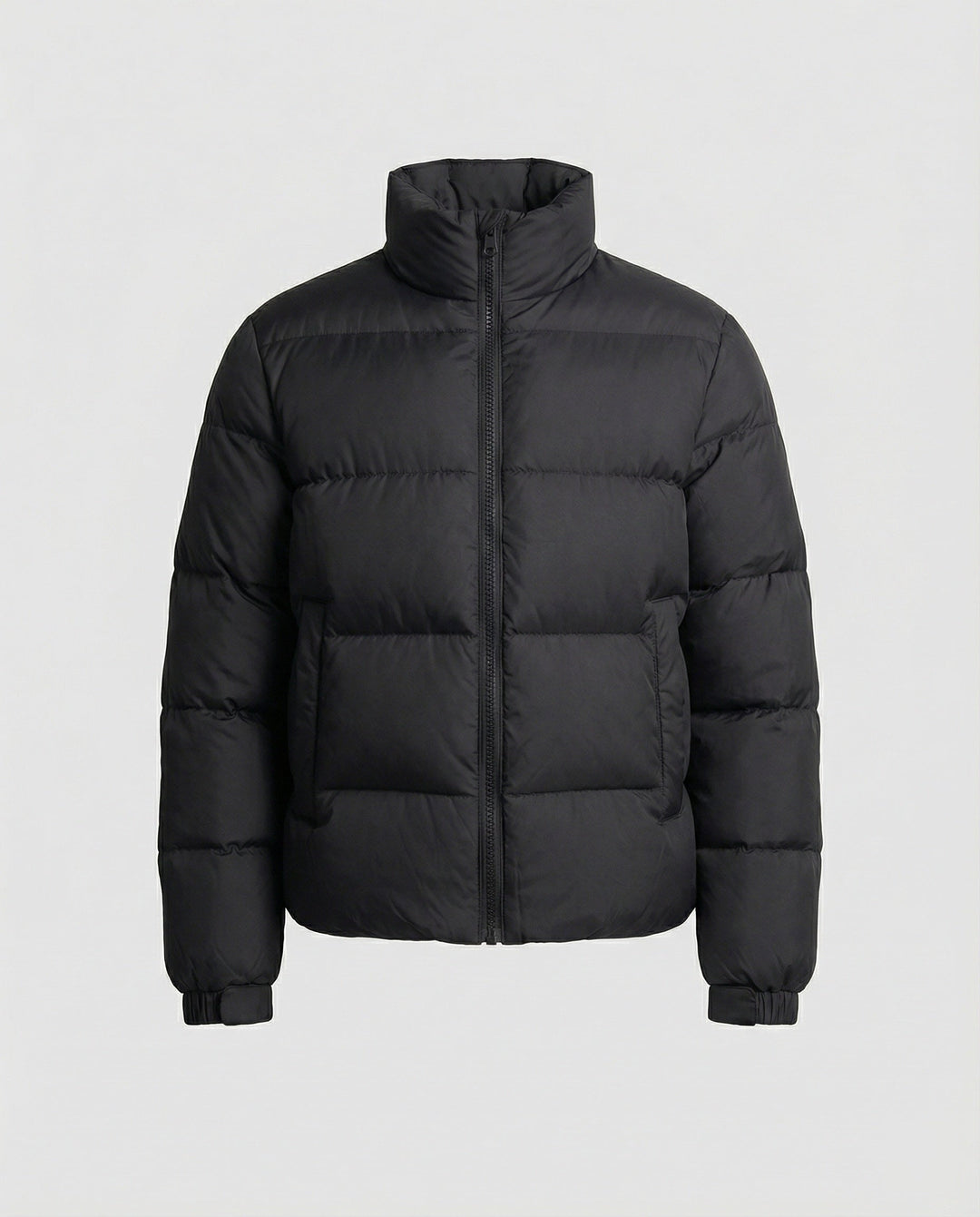 Shiny men's puffer jacket, ideal warm winter coat & outerwear for cold weather. Stylish and protective.