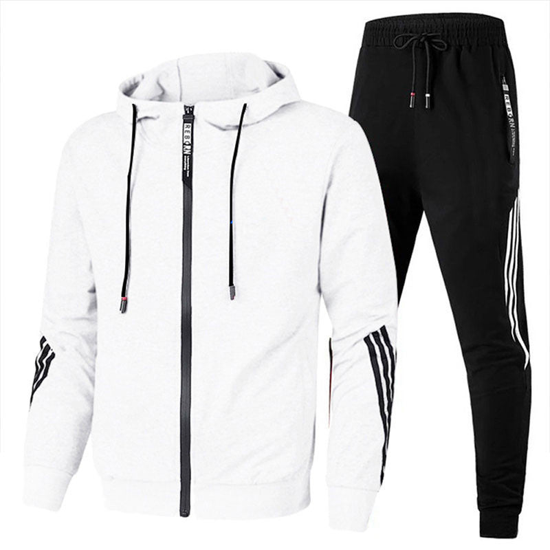 Men's hooded tracksuit jogger set. Comfortable two-piece athletic wear for casual outfits, sports, and lounge.