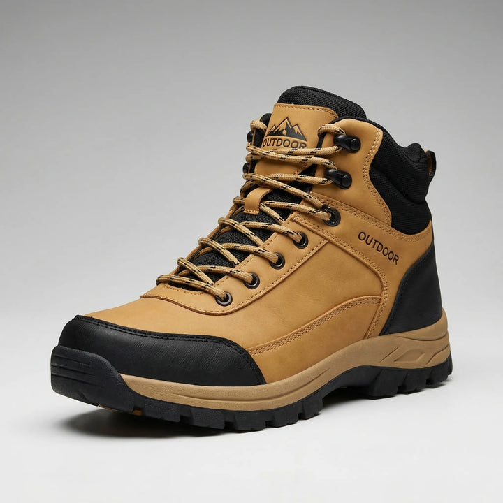 Rugged men's lace-up winter boots with insulation for durable cold weather hiking and work.