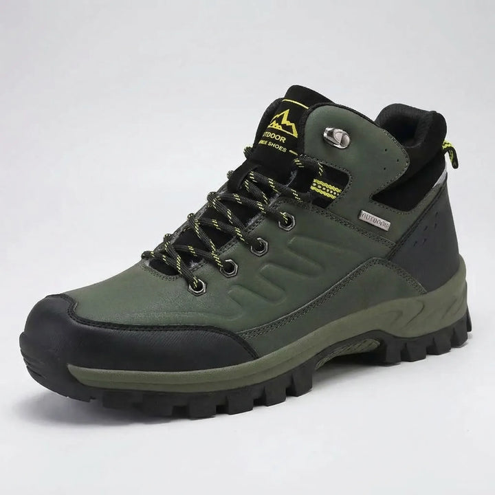 High-top lace-up winter boots for men, insulated and durable for cold weather hiking & outdoor use.