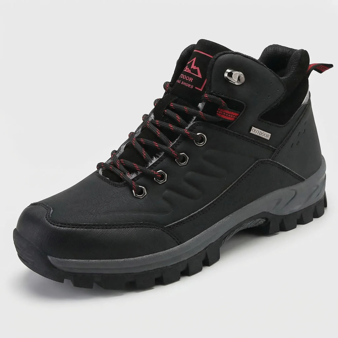 Men's durable insulated outdoor boots, high-top design for cold weather hiking and winter adventures.