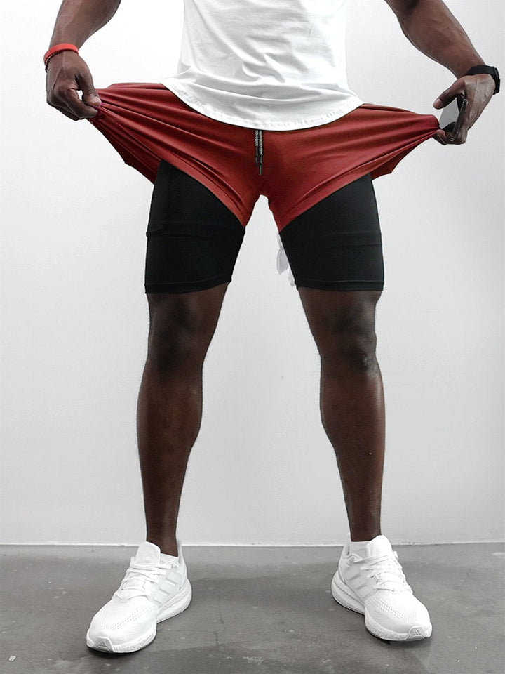 Stack of Men's Kinetic Performance Active Shorts. Gym, workout, training & casual men's apparel.