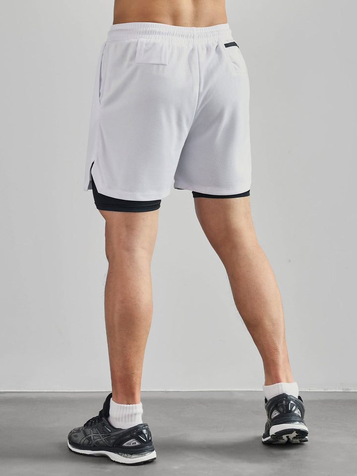 Full length view of Men's Kinetic Performance Active Shorts. Perfect for gym, workout, and summer fitness.
