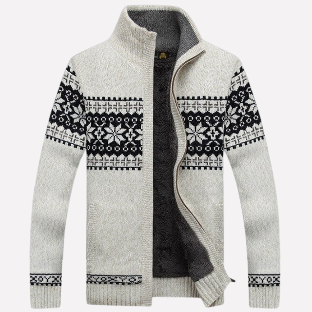 Cozy men's knitted winter cardigan, ideal casual outerwear. Warm, relaxed fit for fall & winter fashion.