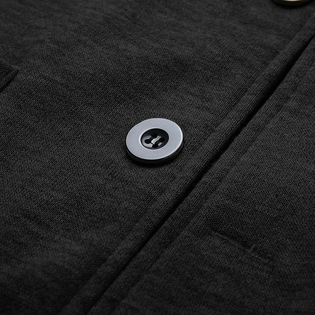 Close-up of the fabric texture on the men's lightweight structured blazer.