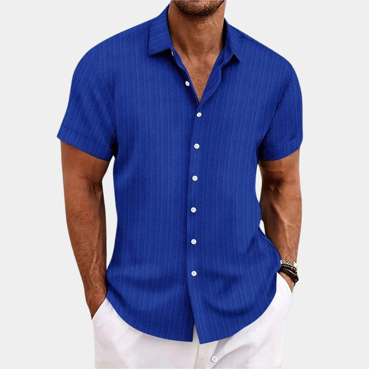 Men's lightweight breathable button-up shirt in classic color, perfect for summer casual wear.