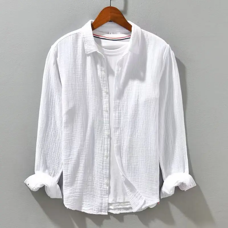 Soft, lightweight men's breathable button-up shirt with chest pocket, ideal for everyday style.