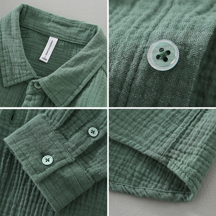 Men's breathable lightweight casual button-up shirt. Essential for summer and versatile everyday fashion.
