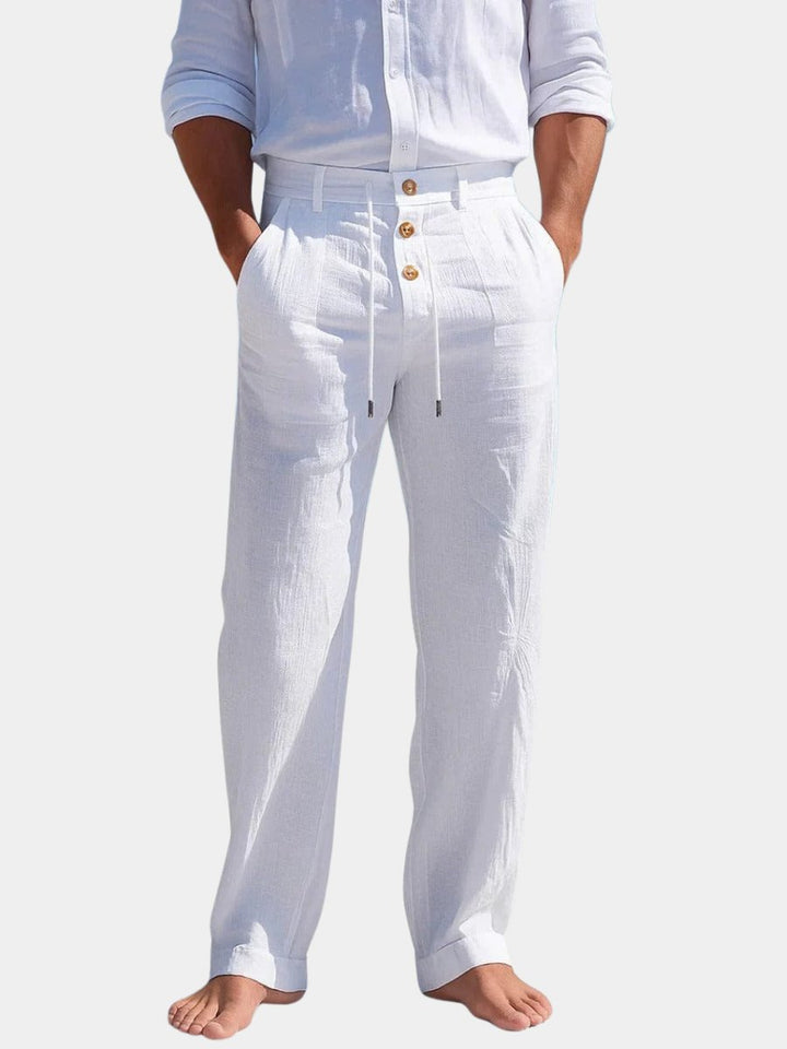 Men's lightweight breathable chino pants in a relaxed fit, perfect for warm weather and casual summer style.