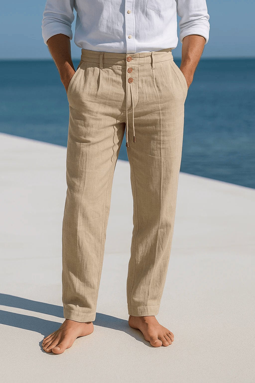 Stylish men's breathable chino pants, offering a relaxed fit and ultimate comfort for summer fashion.