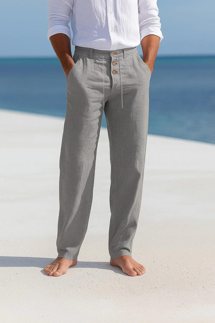 Warm weather men's chino pants, lightweight and breathable, suitable for casual or smart-casual occasions.